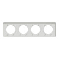 Plaque bois naturel liseré blanc Schneider Odace Touch 4 postes entraxe 71mm