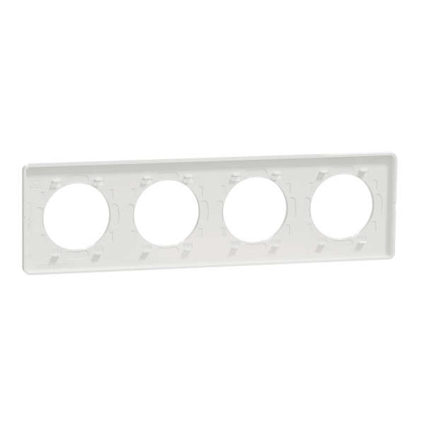 Plaque translucide blanc Schneider Odace Touch 4 postes entraxe 71mm