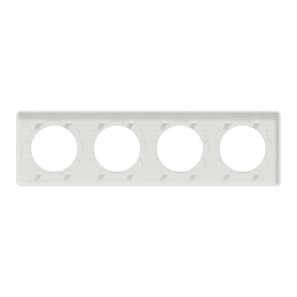 Plaque translucide blanc Schneider Odace Touch 4 postes entraxe 71mm