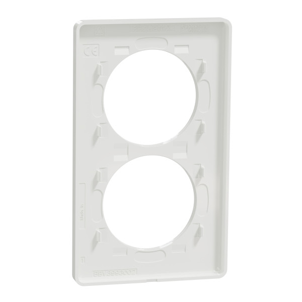 Plaque blanche Schneider Odace Touch 2 postes verticale 57mm