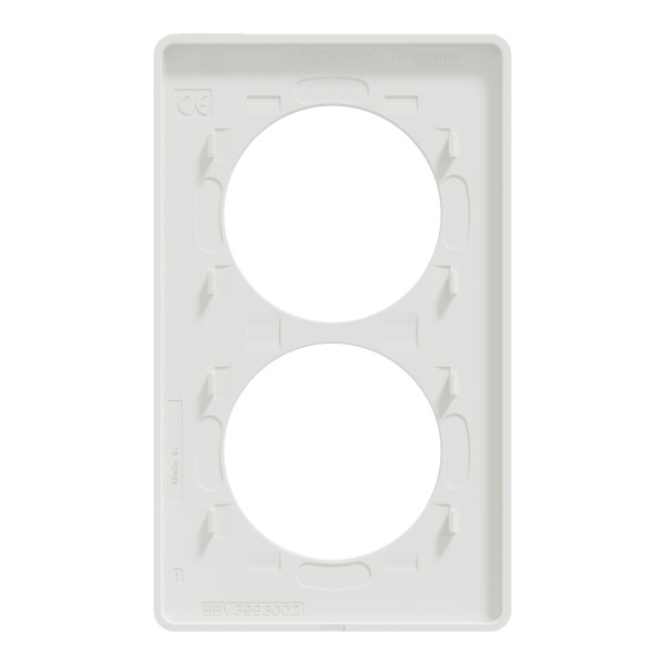 Plaque blanche Schneider Odace Touch 2 postes verticale 57mm