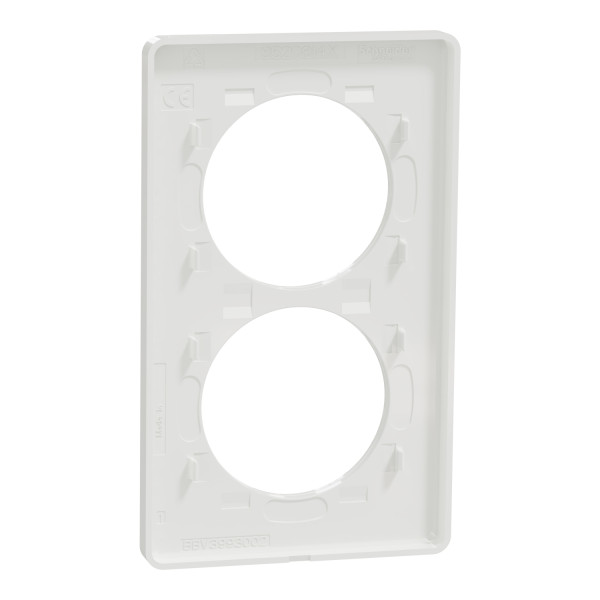 Plaque bronze brossé avec liseré blanc Schneider Odace Touch 2 postes verticale 57mm