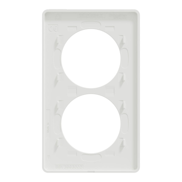 Plaque bronze brossé avec liseré blanc Schneider Odace Touch 2 postes verticale 57mm