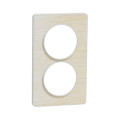 Plaque bois nordique avec liseré blanc Schneider Odace Touch 2 postes verticale 57mm