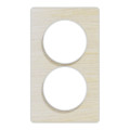 Plaque bois nordique avec liseré blanc Schneider Odace Touch 2 postes verticale 57mm
