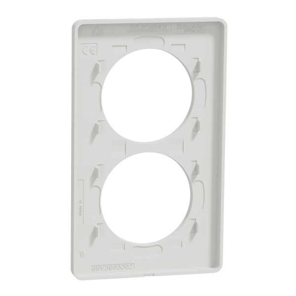 Plaque bois nordique avec liseré blanc Schneider Odace Touch 2 postes verticale 57mm