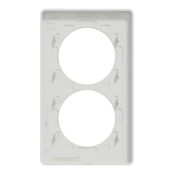 Plaque bois nordique avec liseré blanc Schneider Odace Touch 2 postes verticale 57mm