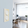 Plaque bois nordique avec liseré blanc Schneider Odace Touch 2 postes verticale 57mm