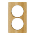 Plaque bois naturel avec liseré blanc Schneider Odace Touch 2 postes verticale 57mm