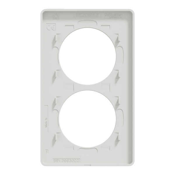 Plaque bois naturel avec liseré blanc Schneider Odace Touch 2 postes verticale 57mm