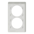 Plaque bois naturel avec liseré blanc Schneider Odace Touch 2 postes verticale 57mm