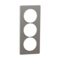 Schneider Odace Touch plaque Aluminium brossé avec liseré Blanc 3 postes verticaux 57 mm