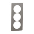 Plaque aluminium brossé avec liseré blanc Schneider Odace Touch 3 postes verticale 57mm