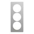 Plaque aluminium brossé avec liseré blanc Schneider Odace Touch 3 postes verticale 57mm