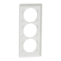 Plaque aluminium brossé avec liseré blanc Schneider Odace Touch 3 postes verticale 57mm