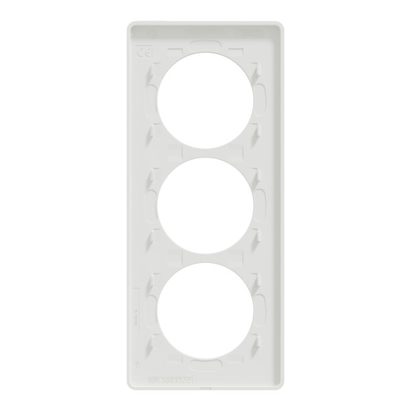 Plaque aluminium brossé avec liseré blanc Schneider Odace Touch 3 postes verticale 57mm
