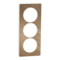 Plaque bronze brossé avec liseré blanc Schneider Odace Touch 3 postes verticale 57mm