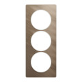 Plaque bronze brossé avec liseré blanc Schneider Odace Touch 3 postes verticale 57mm