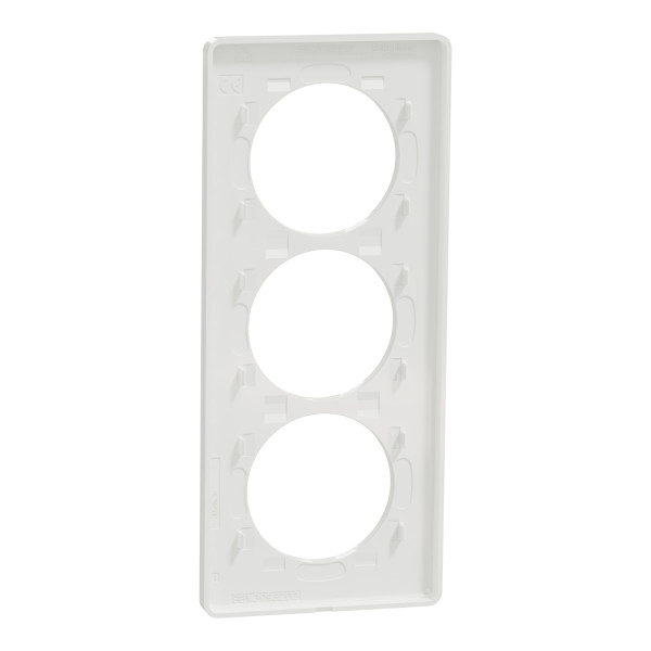Plaque bronze brossé avec liseré blanc Schneider Odace Touch 3 postes verticale 57mm