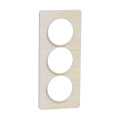 Plaque bois nordique avec liseré blanc Schneider Odace Touch 3 postes verticale 57mm