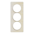Plaque bois nordique avec liseré blanc Schneider Odace Touch 3 postes verticale 57mm