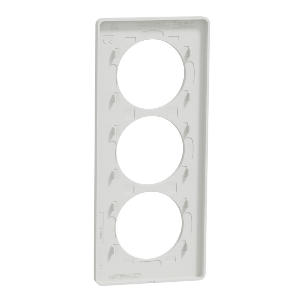 Plaque bois nordique avec liseré blanc Schneider Odace Touch 3 postes verticale 57mm