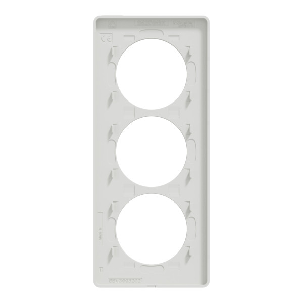 Plaque bois nordique avec liseré blanc Schneider Odace Touch 3 postes verticale 57mm