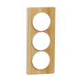 Plaque bois naturel avec liseré blanc Schneider Odace Touch 3 postes verticale 57mm