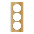 Plaque bois naturel avec liseré blanc Schneider Odace Touch 3 postes verticale 57mm