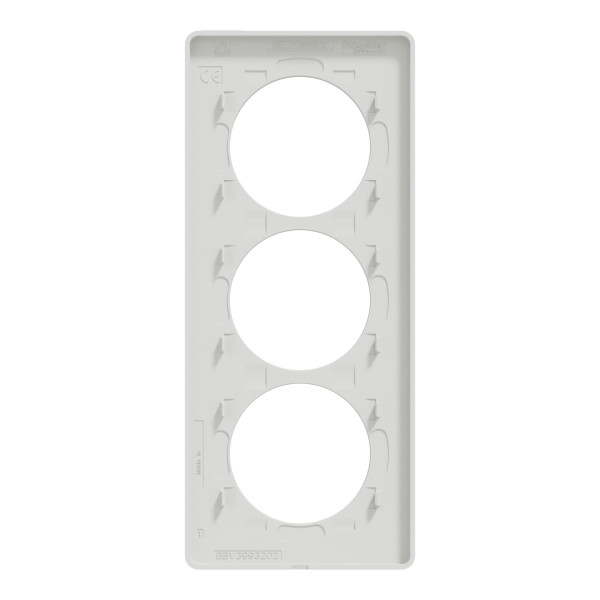 Plaque bois naturel avec liseré blanc Schneider Odace Touch 3 postes verticale 57mm