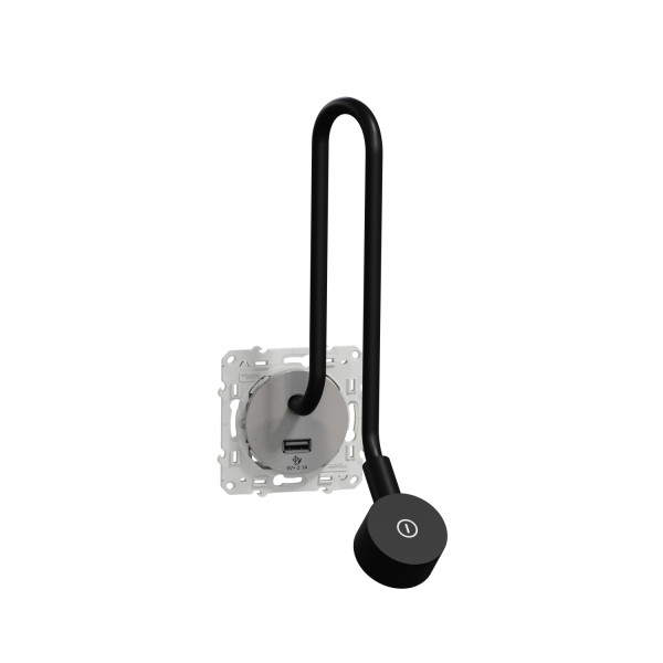 Liseuse avec prise USB aluminium Schneider Odace Type A 2,1A