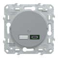 Prise chargeur USB aluminium Schneider Odace type A 7,5W et C 45W forte puissance