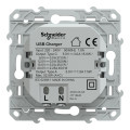 Prise chargeur USB aluminium Schneider Odace type A 7,5W et C 45W forte puissance
