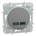 Prise chargeur USB aluminium Schneider Odace type C 65W forte puissance