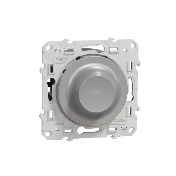 Interrupteur variateur rotatif aluminium Schneider Odace LED 3 à 100W 2 ou 3 fils 