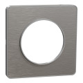 Plaque aluminium brossé avec liseré aluminium Schneider Odace Touch 1 poste