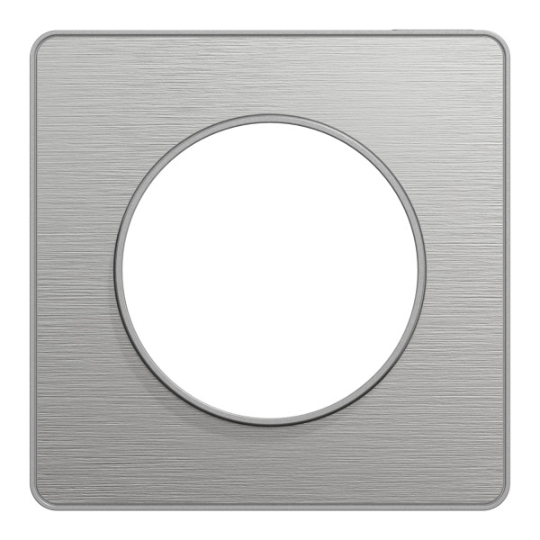 Plaque aluminium brossé avec liseré aluminium Schneider Odace Touch 1 poste