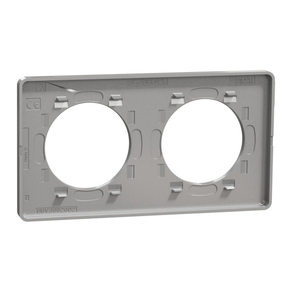 Plaque aluminium Schneider Odace Touch 2 postes entraxe 71mm