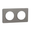 Plaque aluminium brossé avec liseré aluminium Schneider Odace Touch 2 postes entraxe 71mm