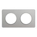Plaque aluminium brossé avec liseré aluminium Schneider Odace Touch 2 postes entraxe 71mm