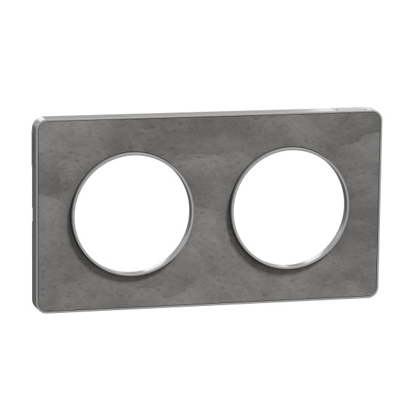 Plaque ardoise avec liseré aluminium Schneider Odace Touch 2 postes entraxe 71mm