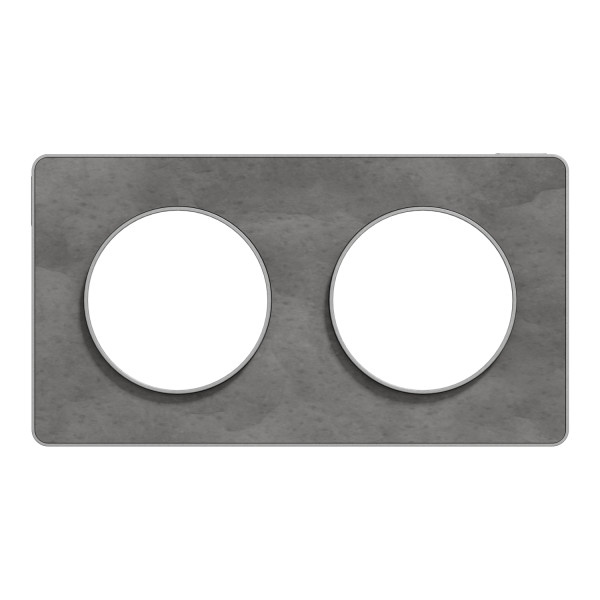 Plaque ardoise avec liseré aluminium Schneider Odace Touch 2 postes entraxe 71mm