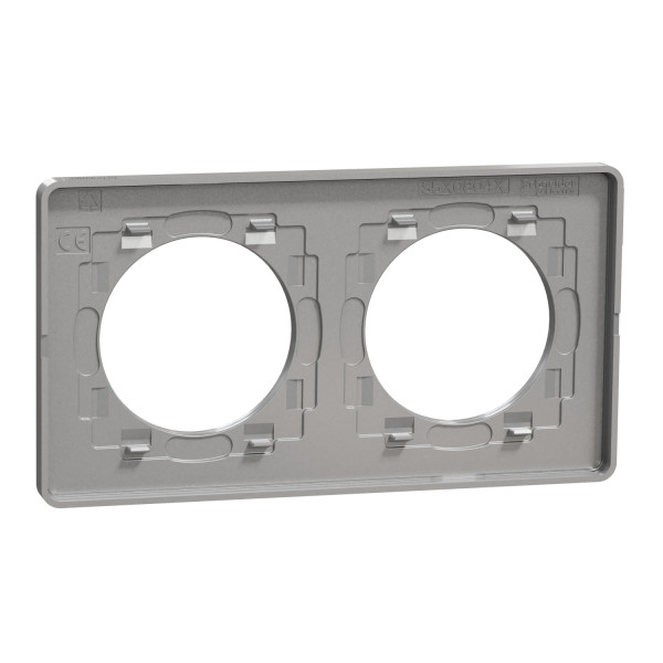 Plaque ardoise avec liseré aluminium Schneider Odace Touch 2 postes entraxe 71mm