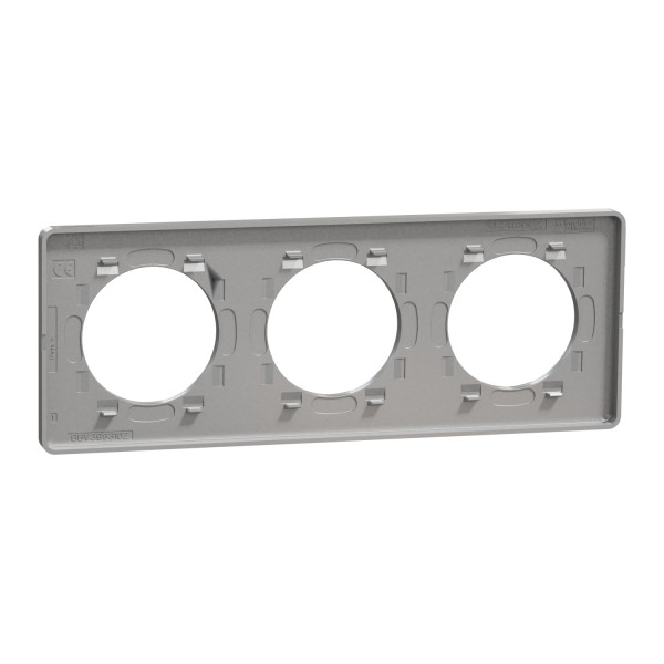 Plaque aluminium Schneider Odace Touch 3 postes entraxe 71mm