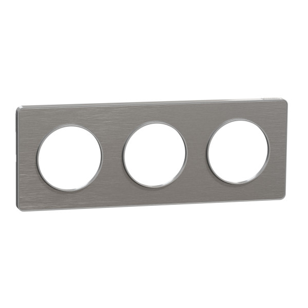 Plaque aluminium brossé avec liseré aluminium Schneider Odace Touch 3 postes entraxe 71mm