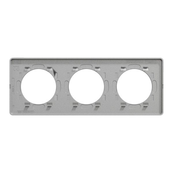 Plaque aluminium brossé avec liseré aluminium Schneider Odace Touch 3 postes entraxe 71mm