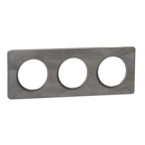 Plaque ardoise avec liseré aluminium Schneider Odace Touch 3 postes entraxe 71mm