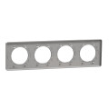 Plaque aluminium brossé avec liseré aluminium Schneider Odace Touch 4 postes entraxe 71mm