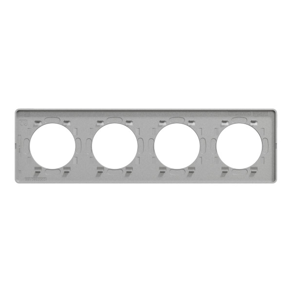 Plaque aluminium brossé avec liseré aluminium Schneider Odace Touch 4 postes entraxe 71mm