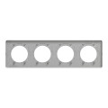Plaque aluminium brossé avec liseré aluminium Schneider Odace Touch 4 postes entraxe 71mm